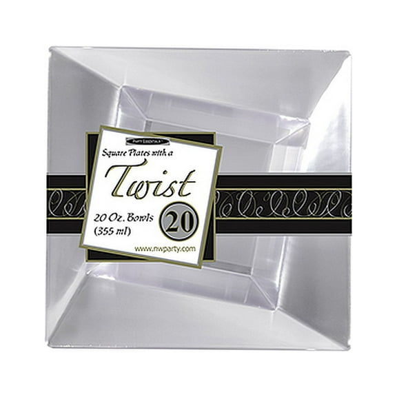 1 - Party Essentials 12 Oz. Twist Square Bowls - Clear 20 Ct.