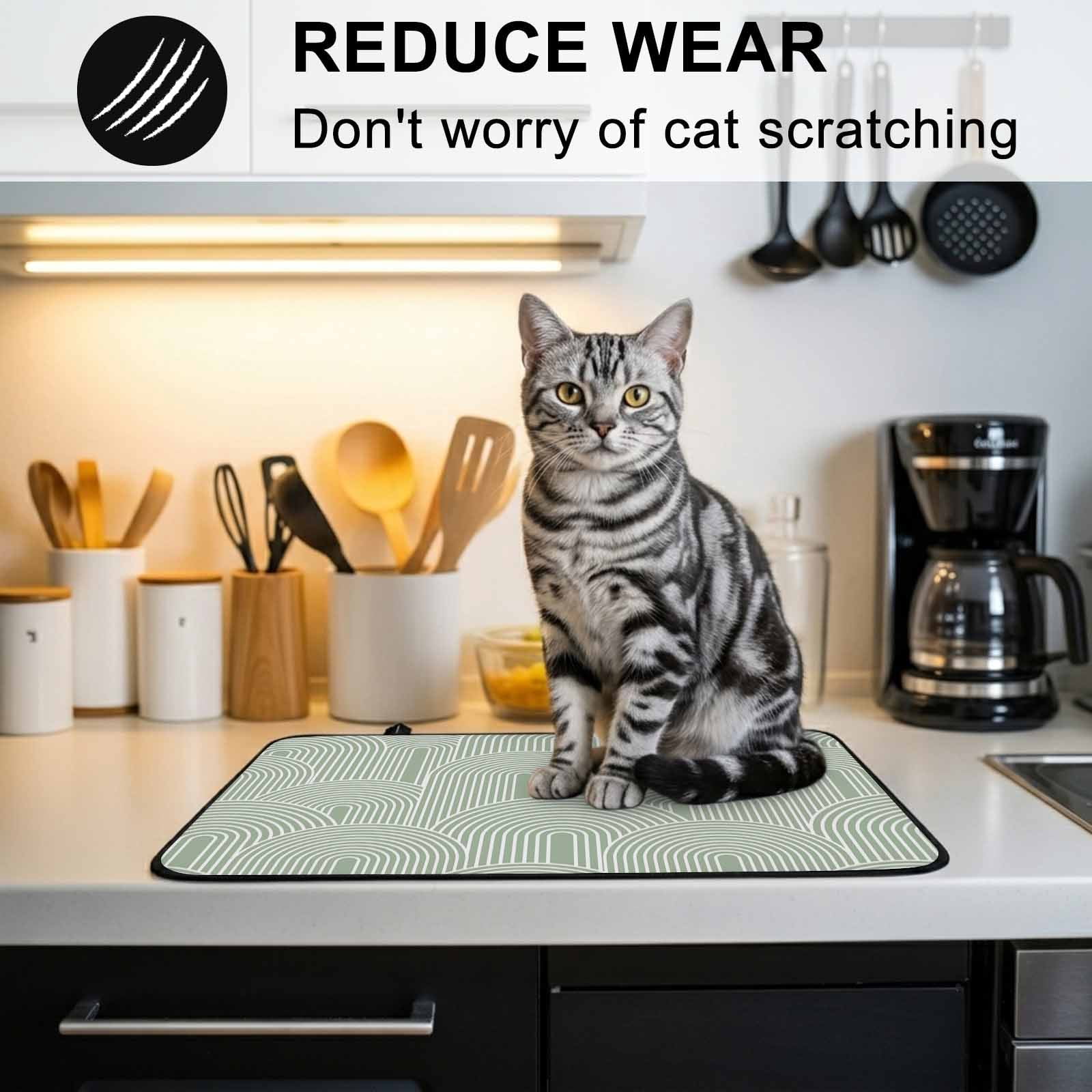 Sage Green Ombre Stove Top Cover for Electric Stove, Heat-proof & Non Slip Glass Top Stove Cover Protector, Farmhouse Stripes Modern Abstract Art Kitchen Flat Cooktop Rubber Mat 36x21 Inches