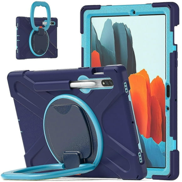 Colorful Case For Samsung Tab S7 11 Inch T870 With Pen Holder, Big Adjustable Ring Stand, Shock Protection Cover