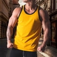 thumbnail image 2 of Awwp Mens Tops Men’S Muscle Tank Top Athletic Sleeveless Shirt Breathable Cotton/Polyester Blend for Gym And Casual Wear Yellow XXXL, 2 of 6