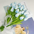 thumbnail image 7 of 12 Pcs Multicolor Tulips Artificial Flowers Faux Tulip Stems Real Feel PU Tulips Easter Spring Wedding Bouquet Centerpiece Floral Arrangement Cemetery Table Décor 13.18" Tall, 7 of 7