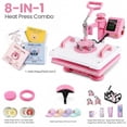 thumbnail image 6 of Adnoom 8 in 1 Heat Press Machine Combo, 15"x12" Sublimation Heat Transfer, 360°Swing Away, Digital shirt Press Machine for Hat Cap Mug Plate,Pink, 6 of 9
