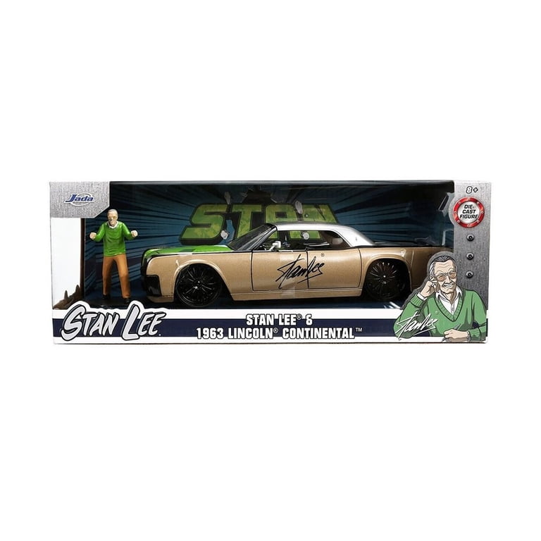 1963 Lincoln Continental w/ Stan Lee Figure, Gold /Green - Jada