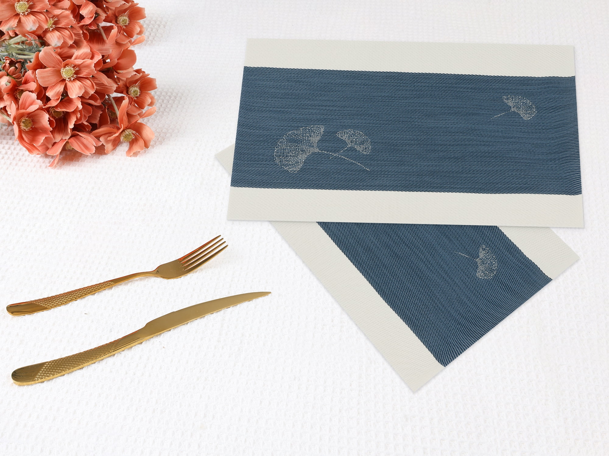 Unique Bargains Set of 6 Placemats for Kitchen Dining Table Decor Navy