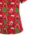 thumbnail image 5 of Blusa de Navidad para mujer, ropa de trabajo uniforme para mujer, camisetas de manga corta con cuello en V y estampado navideño con bolsillo Pompotops hkajfhjk457660, 5 of 5