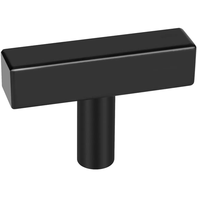 Perillas para gabinetes negras mate, juego de 10, manijas modernas cuadradas con forma de T para cajones de cocina y baño, longitud total de 5,1 cm