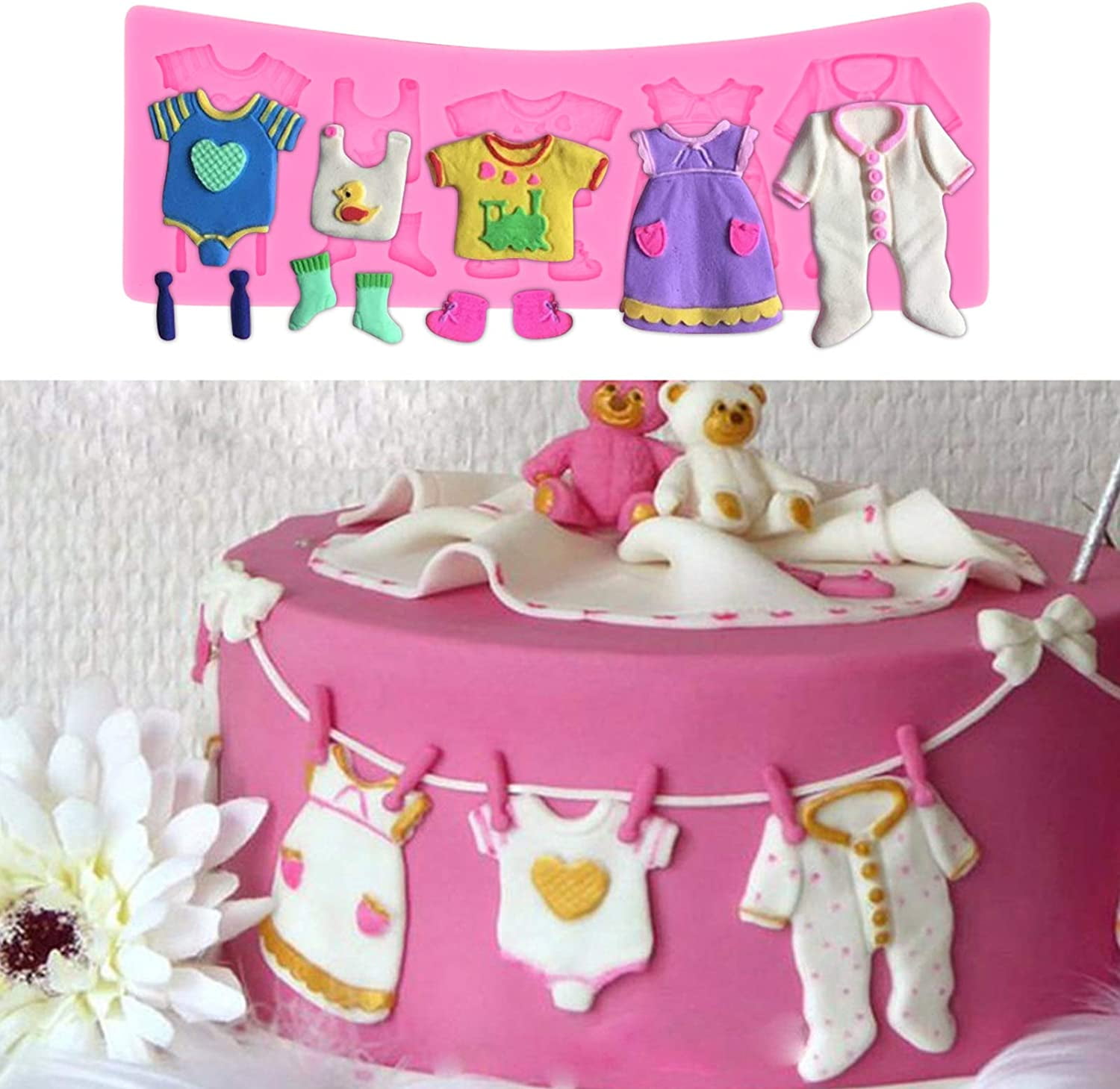 7Pcs Cute Baby Silicone Fondant Cake Mold Baby Birthday Party Kitchen Baking Mold Cake Decorating Moulds Modeling Tools Baby Shower Gender Reveal Party Gummy Sugar Chocolate Candy Cupcake Mold in Iraq...