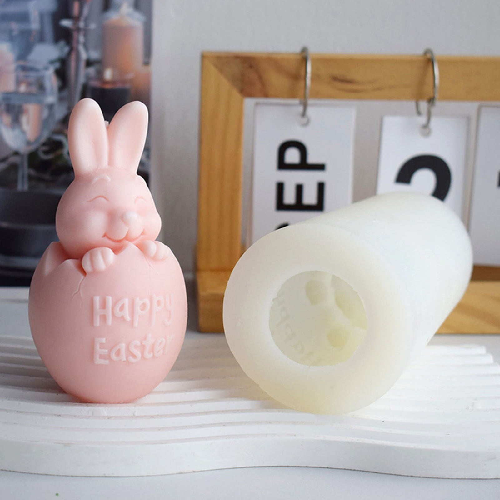 3D Easter Bunny Egg Silicone Candle Mold Decor Clay Resin Soap Mould Handmade Candle Making Fondant Cake Baking Decor