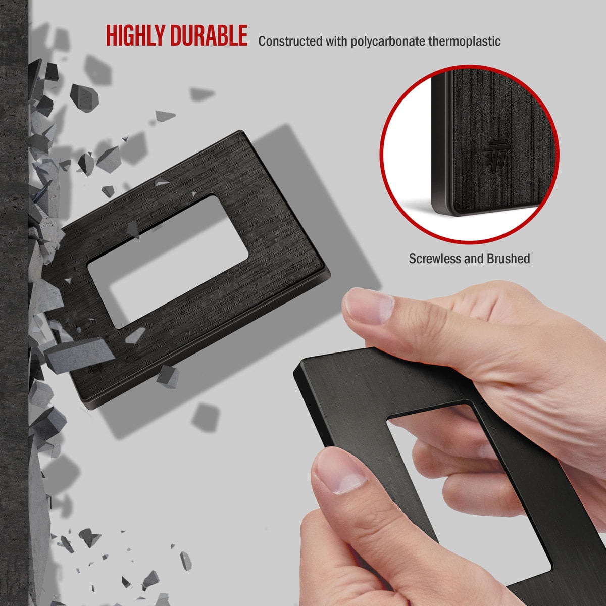 ENERLITES Elite Series Screwless Decorator Wall Plate, Child Safe Outlet Cover, Size 1-Gang Unbreakable Polycarbonate Thermoplastic, SI8831-BDB Brushed Dark Bronze