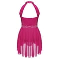 thumbnail image 4 of Hansber Kids Girls Mock Neck Rhinestone Skating Dress Gymnastic Leotard Ballet Latin Lyrical Dance Hot Pink&Black 16, 4 of 7