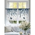 thumbnail image 4 of Blue Spring Botanical Sheer Curtains 54 Inch Length 2 Panels Set, Weeping Eucalyptus Butterfly Voile Window Treatment Rod Pocket Short Kitchen Curtains Drapes for Bedroom 52"x54"x2, 4 of 7