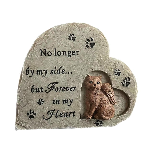 Piedras conmemorativas para mascotas, decoración de tumbas de gatos, lápida sepulcral de resina para mascotas, estatua de gato con ángel para Patio