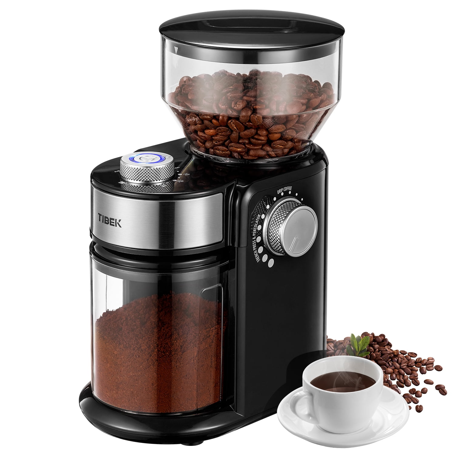 1428S Coffee Grinder Electric, FOHERE Coffee Bean Grinder with 18 Precise Grind  Settings, 2-14 Cup for Drip, Percolator, French Press