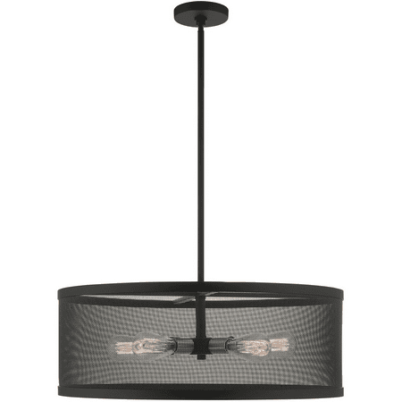 

Black with Brushed Nickel Accents Tone Finish Chandeliers Steel Medium 18 Long 5 Light Fixture
