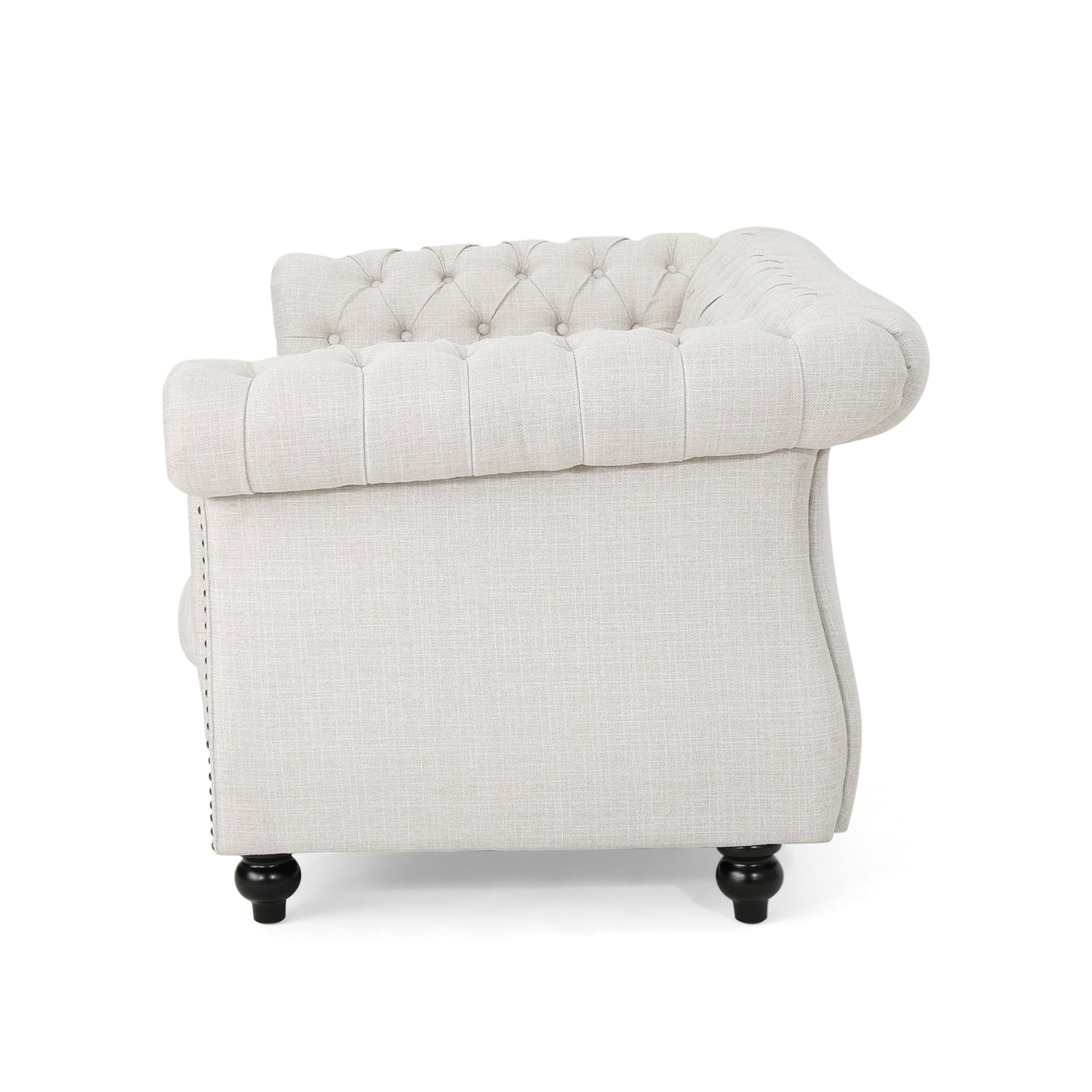 Noble House Ember Interiors Aaniya Fabric Chesterfield Loveseat Sofa, Beige