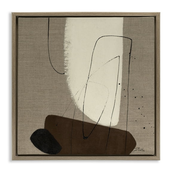 Stupell Industries Natural Oblong Shapes Abstract Painting Brown Floater Framed Canvas Art Print Wall Art, 25 x 25