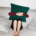 thumbnail image 4 of Funda de almohada de felpa de color liso a rayas, funda de cojín para sofá de sala de estar, funda de almohada de poliéster, 4 of 6