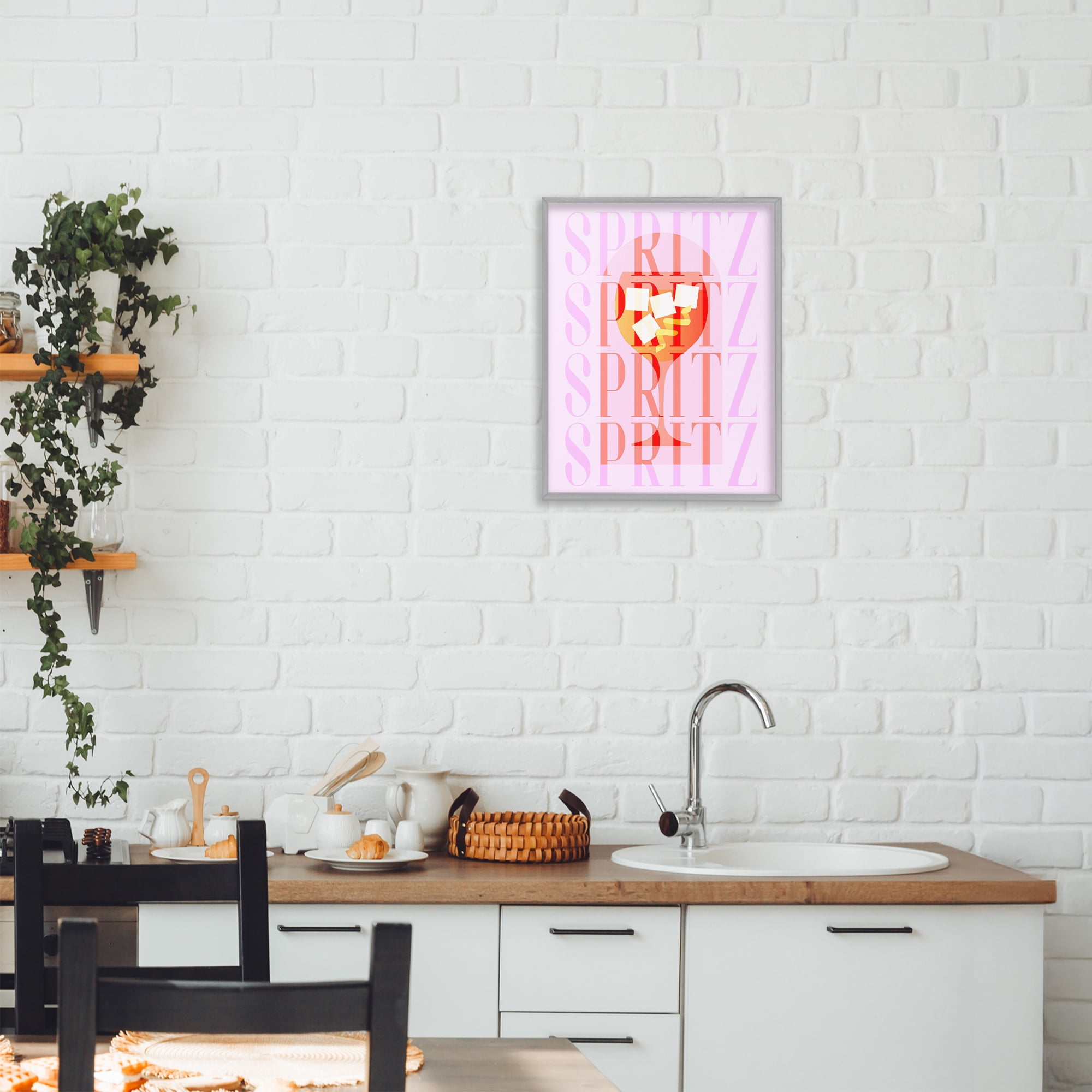 Retro Pastel Spritz Gray Framed Giclee Art, design by Lil' Rue