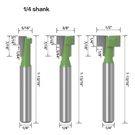 

3pcs 1/4 Inch Shank T Slot Router Bit Hex Bolt Key Hole Keyhole Woodworking Milling Cutter End Mill
