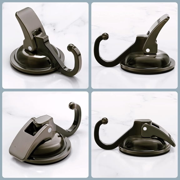 Heavy Duty Vacuum Suction Cup Hooks (4Pack) for Shower,Glass Window,Kitchen&Bathroom&Restroom Organization,Green Bronze.