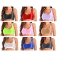 thumbnail image 3 of Tops deportivos cortos para mujer, camisetas sin mangas con cuello en U brillante, camisetas sin mangas de color sólido para ropa deportiva, gimnasio, entrenamiento, running, fitness, yoga, 3 of 4