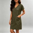 thumbnail image 6 of Womens Elegant Double Pocket Dress V Neck Mini Fashionable Casual Dress, S, 6 of 7