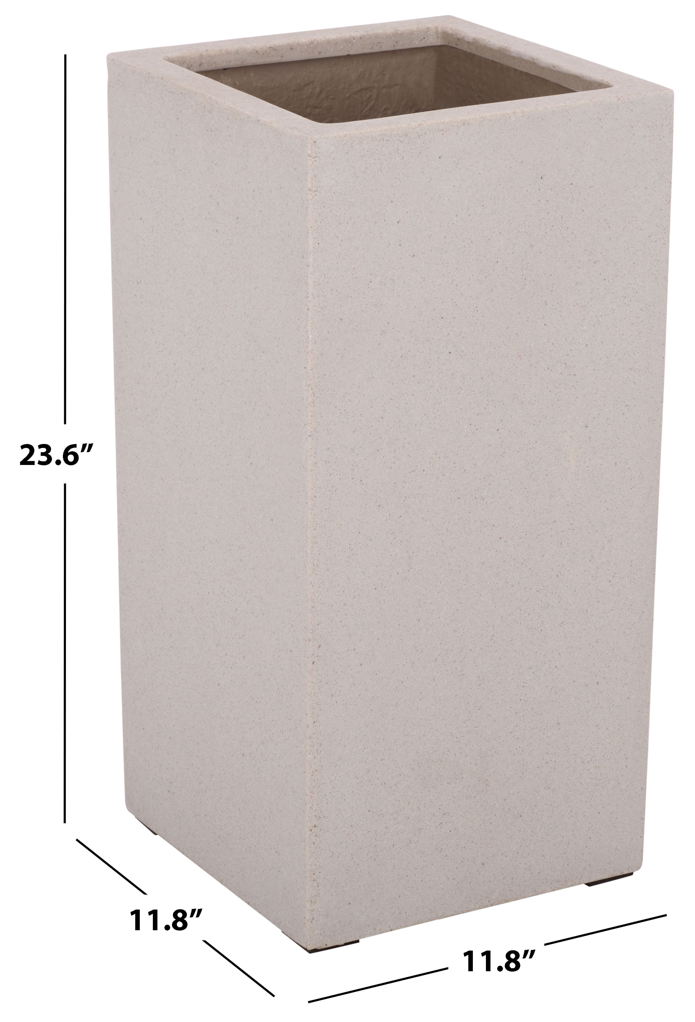 Safavieh 11.8" x 11.8" x 23.6" Square Beige Fiberstone Planter