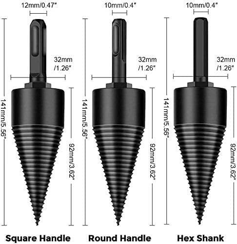 Firewood Drill Bit Set, 2025 New Wood Splitter Easy Log Splitting Heavy Duty Detachable Electric for Hand Stick Hex Square Round (4, 42mm) 42mm