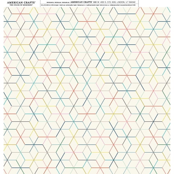 American Crafts Pink Paislee Paige Evans Turn The Page 12" x 12" Hexagon Cardstock Paper - Double-Sided Sheet Paper, Archival Quality