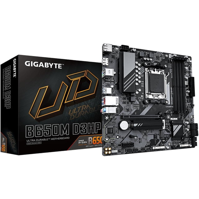 Tarjeta Madre GIGABYTE B650M D3HP AM5 4x DDR5 1x M.2 PCIe 4.0 USB-C Micro ATX negro