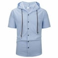 thumbnail image 2 of RXMEKW Lightweight Polyester Hooded Cardigan for Men, Casual Short Sleeve Button Front Top for Men, Regular Fit, 2 of 9