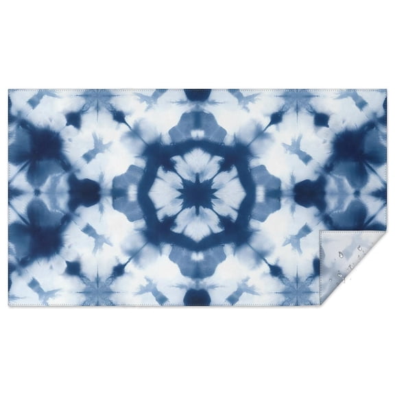 Blue White Tie Dye Mandala Pattern Rectangle Tablecloth 60"x102",Waterproof Polyester Rectangle Table Cloth, Wipeable Spillproof Polyester Tablecloth for Dining, Camping, Indoor and Outdoor