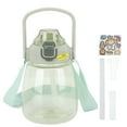 thumbnail image 1 of Jarra de agua de plástico con tapa de pajita, 1100 ml, a prueba de fugas y derrames, botella grande para niños y mujeres, verde, portátil con correa, 1 of 8