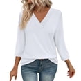 thumbnail image 2 of Texiao 3/4 Length Sleeve Women's Tops V Neck Casual Tunic Tops Basic Shirts Loose Fit Blouse, 2 of 9