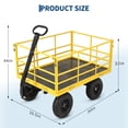 thumbnail image 4 of Heavy Duty Steel Garden Dump Cart – 1500 lbs Capacity 3-in-1 Metal Utility Yard Wagon – 13" All-Terrain Wheels – Removable Mesh Panels & 180° Rotating Handle – Gardening, Lawn & Plant, 4 of 7