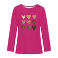thumbnail image 3 of Fall Rollbacks LEBONYARD Womens Tops Long Sleeve Clearance under $5,Women's Casual Printed T-shirt with Round Neck and Shoulder Drop Long Sleeved Top Hot Pink L, 3 of 3