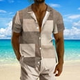 thumbnail image 2 of VSSSJ Men's Hawaiian Shirt Casual Button Down Summer Lapel Collar Shirt Short Sleeve Loose Comofortable Vacation Beach Shirts Khaki S, 2 of 5