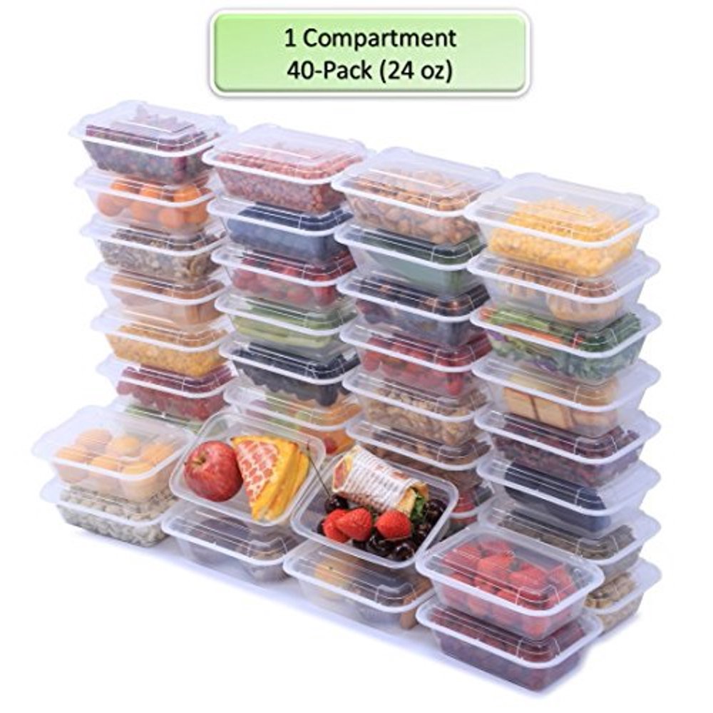 NutriBox [40 Value Pack] single one compartment 24 OZ Meal Prep Plastic
