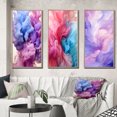 thumbnail image 1 of Designart "Red Blue Ink Waves Pure Abstraction III" Abstract Liquid Ink Framed Wall Art Set Of 3 - Purple Modern Frame Gallery Set For Office Decor, 1 of 6