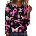 thumbnail image 2 of cllios Breast Cancer Awareness Sweatshirt Women Pink Ribbon Graphic Shirt Casual Long Sleeve Crewneck Pullover Top Inspirational Gifts for Survivors, 2 of 4