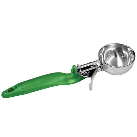 Excellante 2.67 oz lever disher, green ergo handle, comes in each
