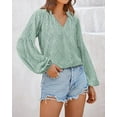 thumbnail image 6 of FreshPretty Women Casual Boho Blouse Dressy Floral Puff Long Sleeve Shirts V Neck Lightweight Chiffon Summer Fall Tops, 6 of 7