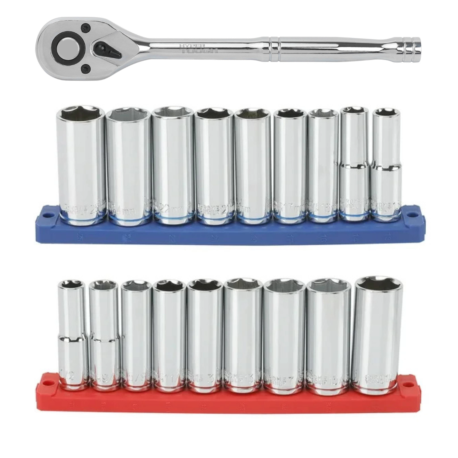 Hyper Tough 21-Piece 1/2-Inch Drive Deep Ratchet & Socket Set photo 1
