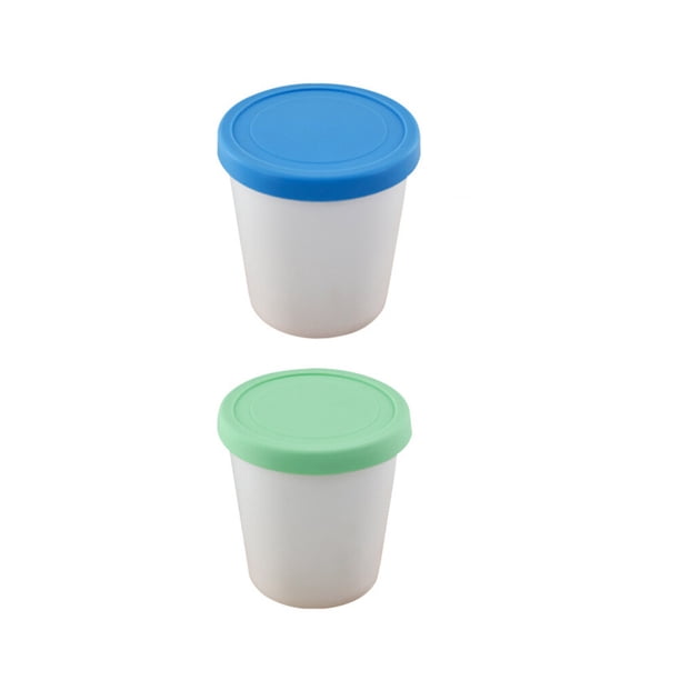 KAKOWELY 2 recipientes reutilizables para helado con tapas de silicona selladas para congelador.