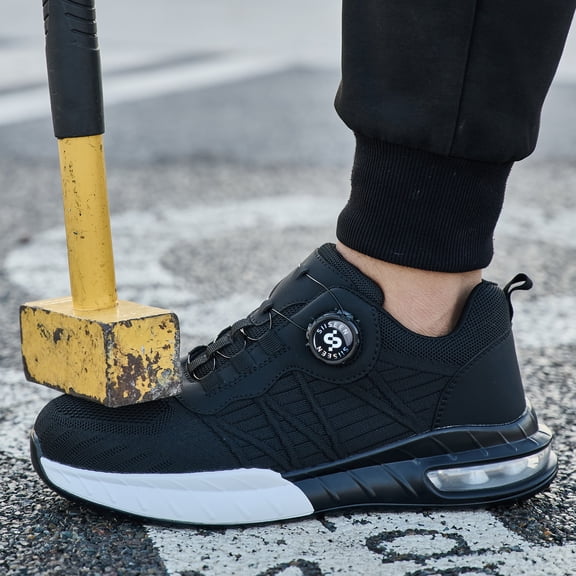 Vantalaria Steel Toe Shoes for Men Women Breathable Safety Work Footwear with Durable Soft Sole Comfortable Puncture-Resistant Sneakers for Industrial