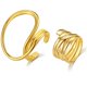 thumbnail image 1 of Juego de 2 anillos grandes y redondos irregulares para mujer, dorados, 1 of 3