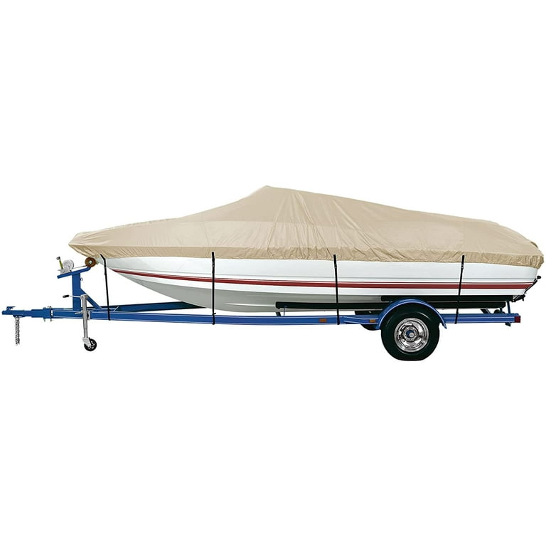 iCOVER Trailerable Boat Cover, Waterproof Heavy Duty Marine Grade Canvas  16ft-18.5ft Long and 94 Wide 