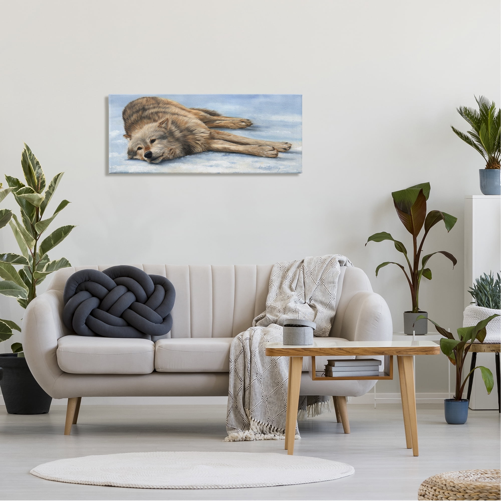 Stupell Industries Coyote Wolf Resting Snowy Landscape Woodland Wildlife Painting Gallery Wrapped Canvas Print Wall Art, Design by David Stribbling