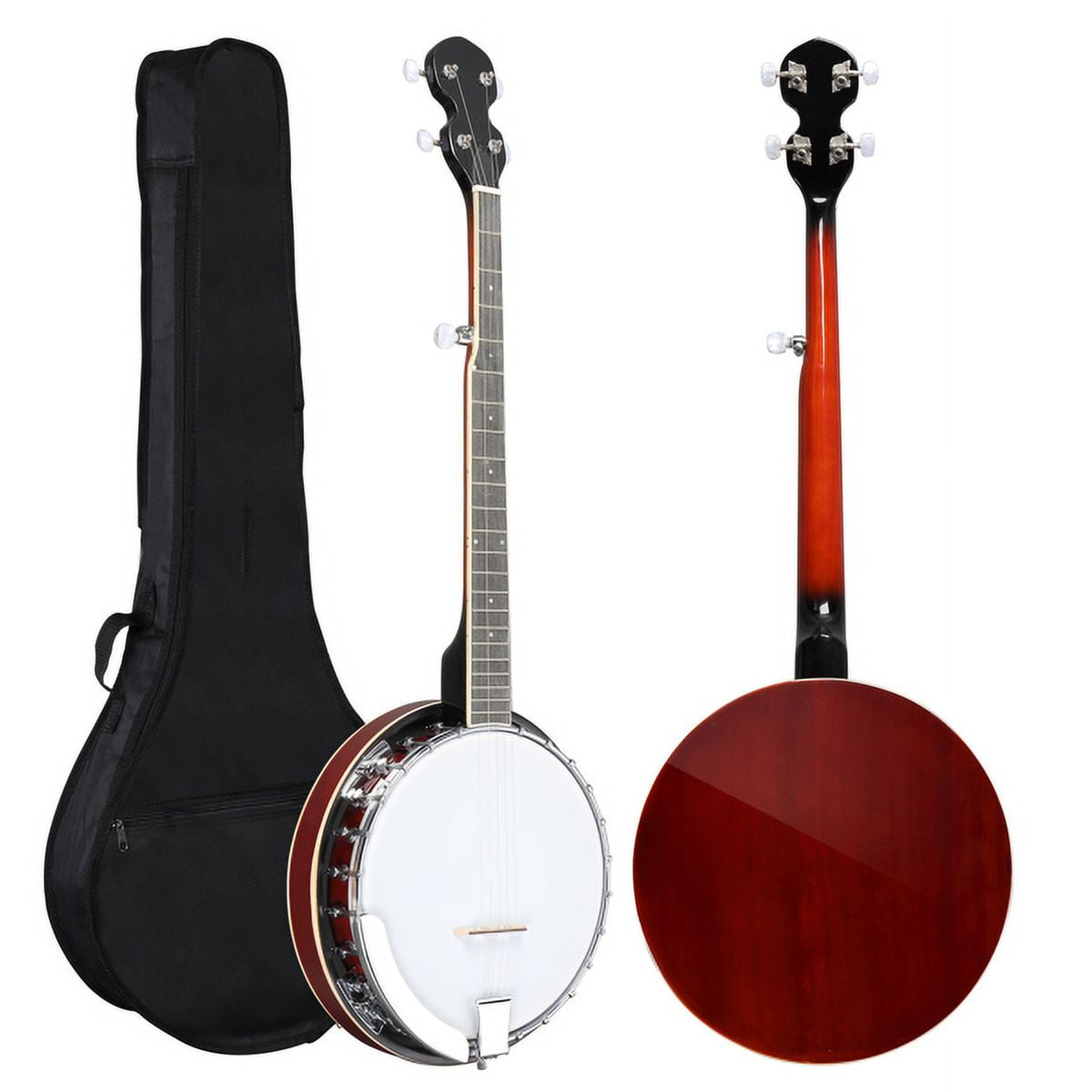 Full Size 5 String Right Handed Banjos Set with Closed Solid Sapele Back & Premium Mahogany Neck and Premium Accessories