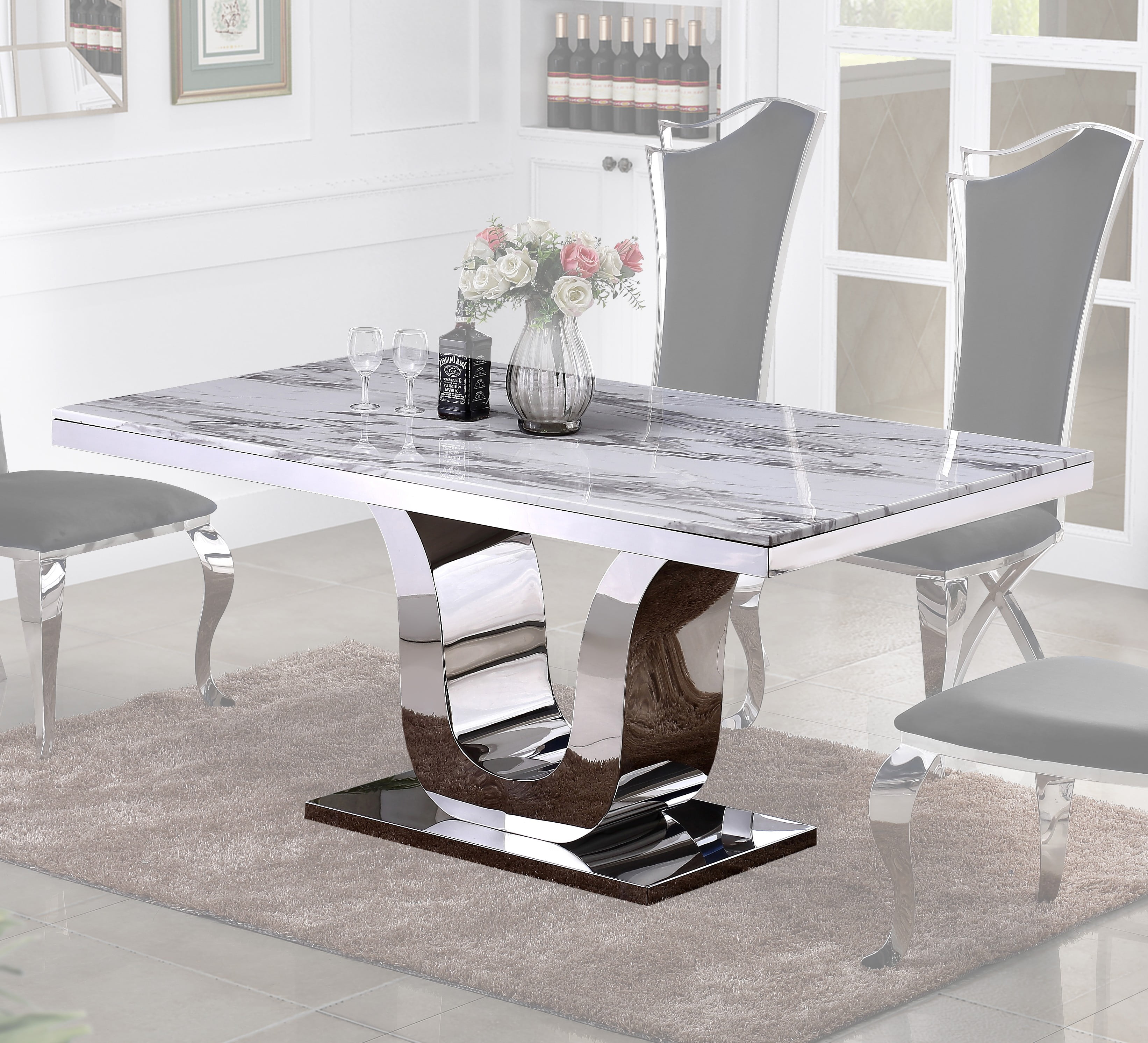 Stainless Steel Base Dining Table, Steel Dining Room Table Base